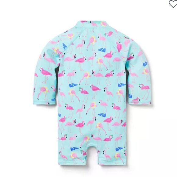 Janie and Jack 100048474 Baby Recycled Flamingo Rash Guard Swimsuit size 0-3 M - Picture 2 of 9